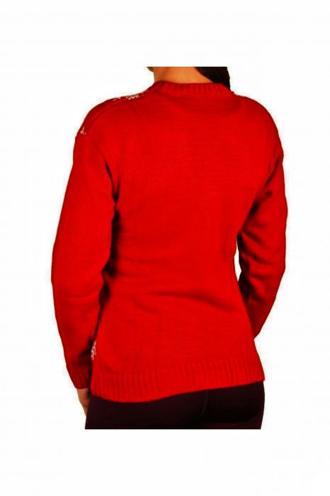 Pulover dama tricotat, imprimeu Craciun-Ren fericit, Rosu, marime Universala-cadou craciun [3]