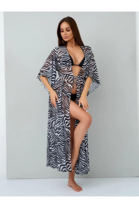Rochie de plaja dama pareo, cu cordon inchidere in talie, zebra print  0086 [2]