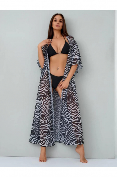 Rochie de plaja dama pareo, cu cordon inchidere in talie, zebra print  0086 [3]
