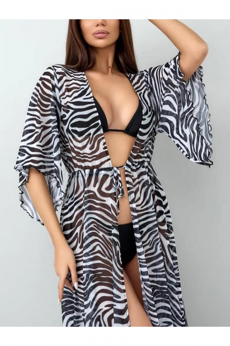 Rochie de plaja dama pareo, cu cordon inchidere in talie, zebra print  0086 [7]