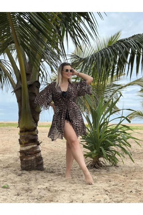 Rochie de plaja dama pareo, cu cordon inchidere in talie, animal print 00123 [2]