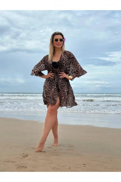 Rochie de plaja dama pareo, cu cordon inchidere in talie, animal print 00123 [5]
