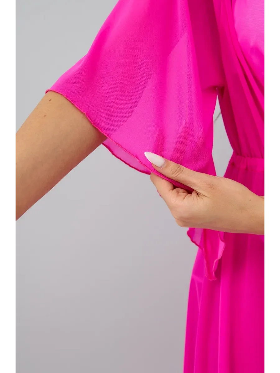 Rochie de plaja dama pareo, cu cordon inchidere in talie, roz 00123 [2]