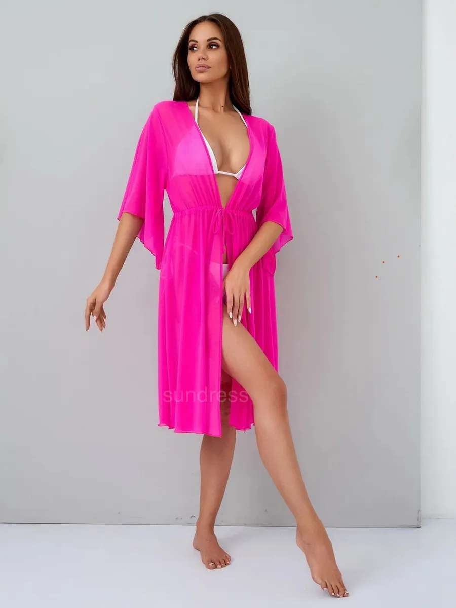 Rochie de plaja dama pareo, cu cordon inchidere in talie, roz 00123 [5]