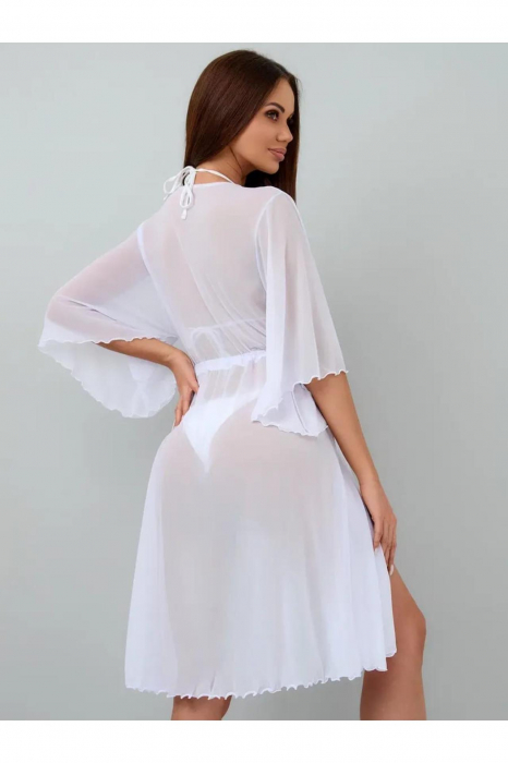 Rochie de plaja dama pareo, cu cordon inchidere in talie, alb 00123 [3]