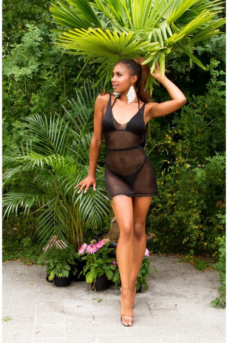 Rochie pareo de plaja dama, aspect metalic, negru, marime universala, embody.ro [3]