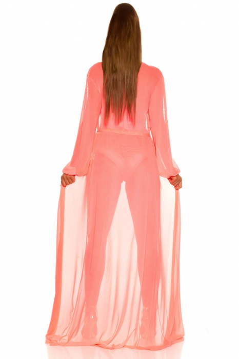 Rochie pareo de plaja dama, maneci lungi, roz, marime universala, embody.ro [2]