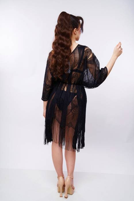 Rochie de plaja dama, tip poncho, negru, marime Universala, embody.ro [2]