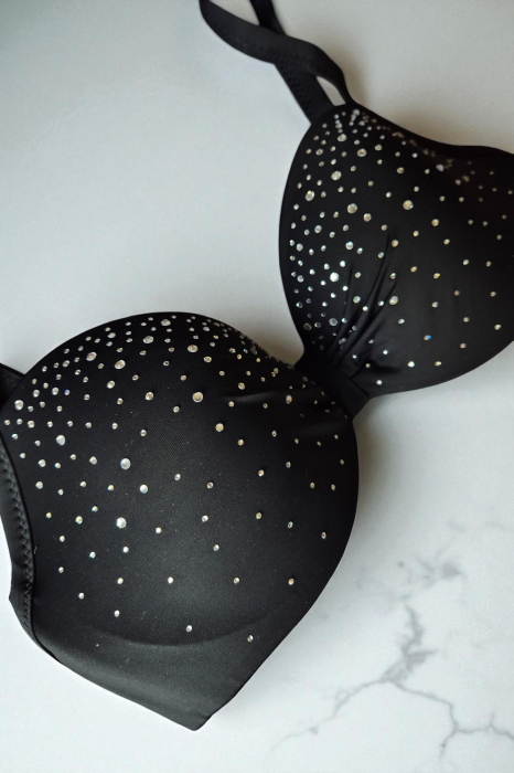 Set Costum Baie Doua piese dama cu aplicatii pe sutien, Diamond Black y9129 [3]