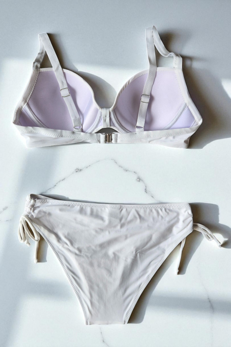 Set Costum Baie Doua piese dama cu aplicatii pe sutien, Diamond White y9129 [4]