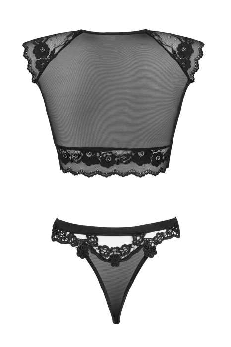 Set lenjerie sexy 2 piese, sutien si chilot cu insertii de dantela, negru embody.ro [7]