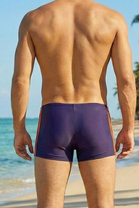 Slip de baie barbati boxeri, inchidere cu snur  bleumarin/orange q326 [2]