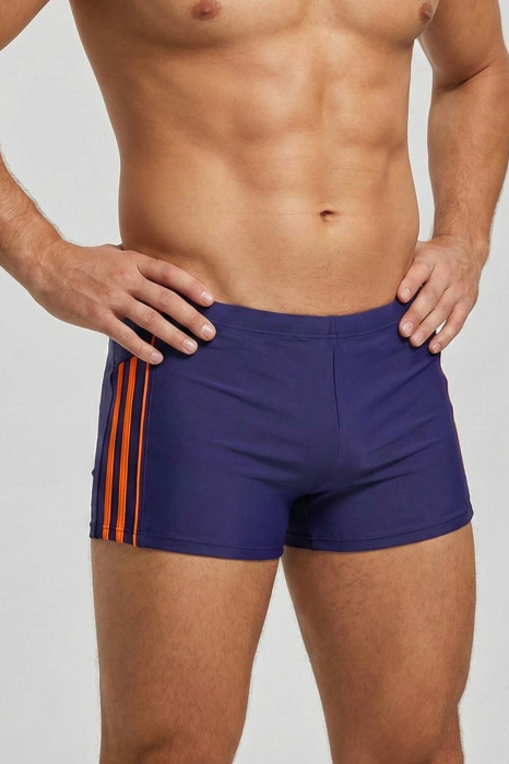 Slip de baie barbati boxeri, inchidere cu snur  bleumarin/orange q326 [3]
