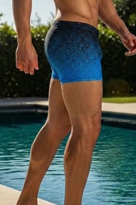 Slip de baie barbati boxeri, inchidere cu snur si buzunar bleu Q320 [4]