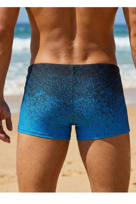 Slip de baie barbati boxeri, inchidere cu snur si buzunar bleu Q320 [3]