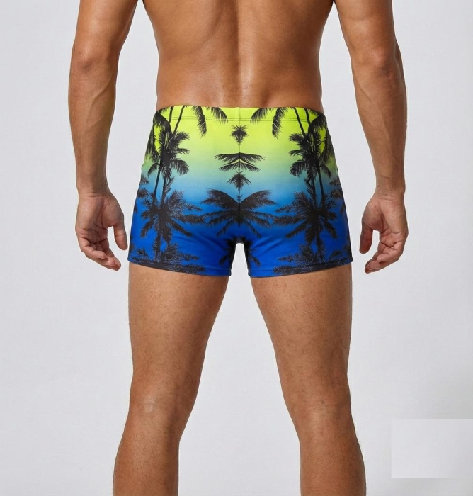 Slip de baie barbati boxeri, inchidere cu snur si buzunar neon/albastru q321 [2]