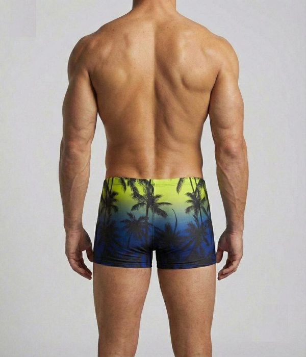 Slip de baie barbati boxeri, inchidere cu snur si buzunar bleumarin/neon q321 [2]