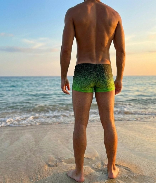 Slip de baie barbati boxeri, inchidere cu snur si buzunar gri neon Q320 [2]