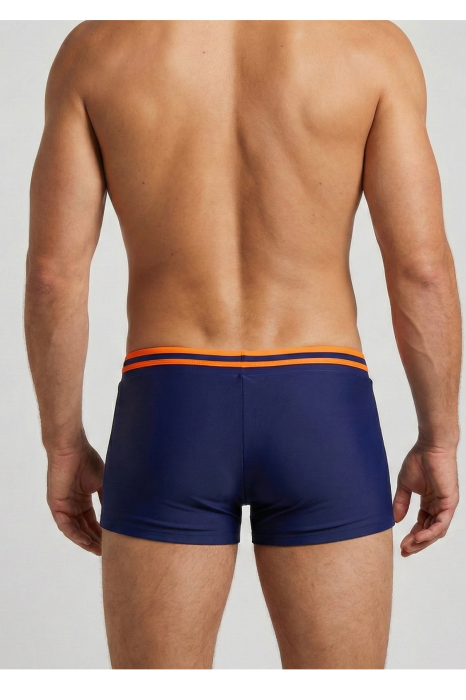 Slip de baie barbati boxeri, snur si buzunar cu fermoar bleumarin/orange Q325 [2]