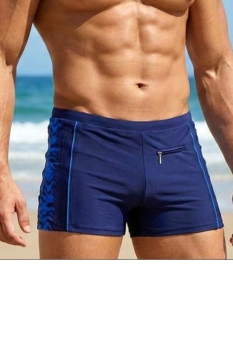 Slip de baie barbati boxeri, snur si buzunar cu fermoar bleumarin q333 [4]