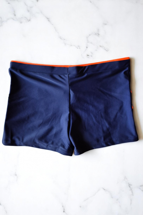 Slip de baie barbati tip boxeri, cu snur si buzunar cu fermoar bleumarin/portocaliu q306/7 [3]