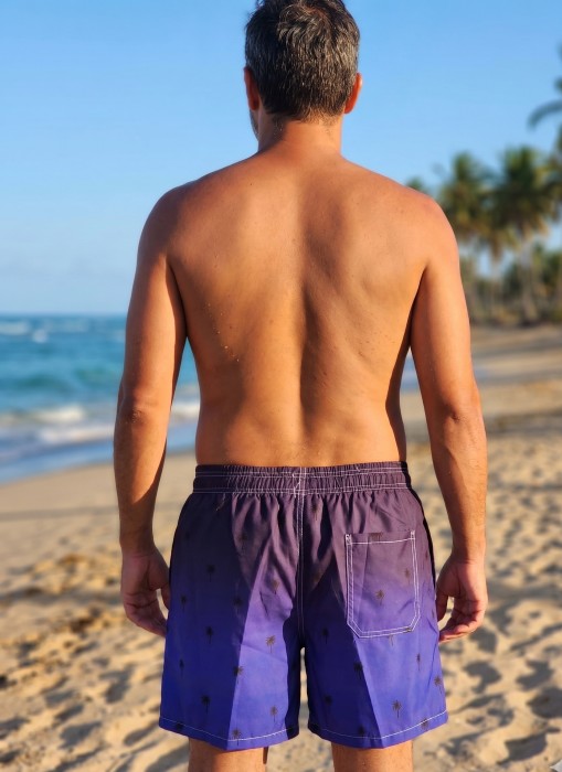 Sort de baie barbati, tip pantalon scurt, cu buzunare 756 albastru [2]