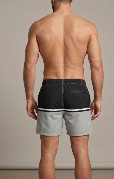 Sort de baie barbati, tip pantalon scurt, cu buzunare, material care respinge apa gri M0672 [2]