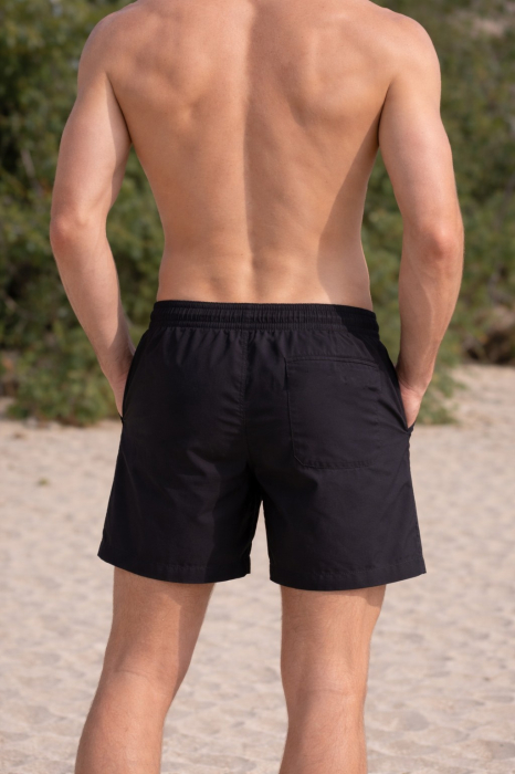 Sort de baie barbati, tip pantalon scurt, cu buzunare, material care respinge apa negru M0670 [2]
