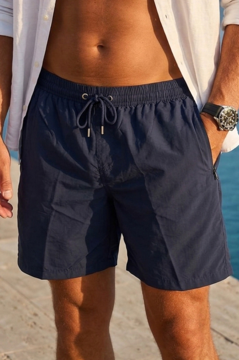 Sort de baie barbati, tip pantalon scurt, cu buzunare, material care respinge apa negru M0678 [6]