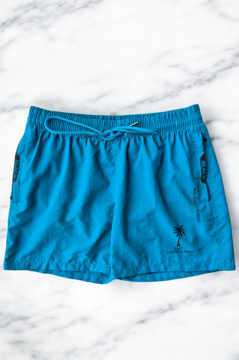 Sort de baie barbati, tip pantalon scurt, cu buzunare, material care respinge apa, verde turcoaz maldive m0281 [2]