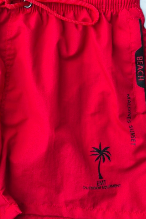 Sort de baie barbati, tip pantalon scurt, cu buzunare, material care respinge apa, rosu maldive m0281 [4]