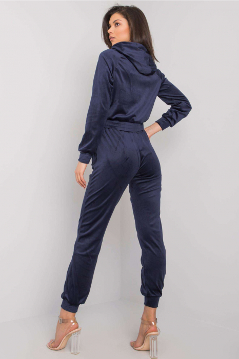 Trening catifea dama casual,cu gluga si buzunare laterale bluemarin [4]