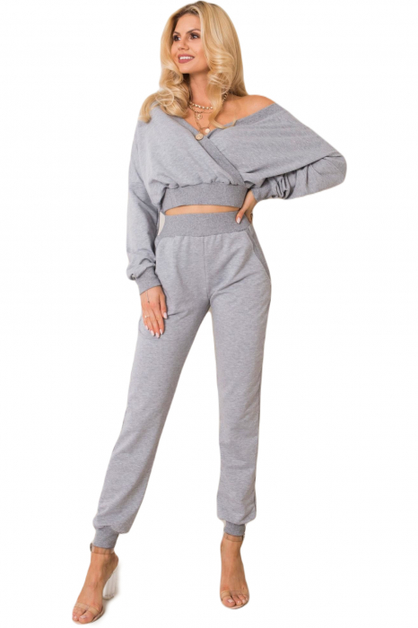 Compleu dama casual tip trening, bumbac, Gri, M [4]