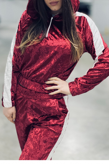 Trening catifea dama, doua piese, Velvet Edition, Visiniu [2]