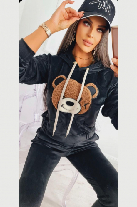 Trening dama, catifea premium, imprimeu ursulet, negru-Ola Embody [3]