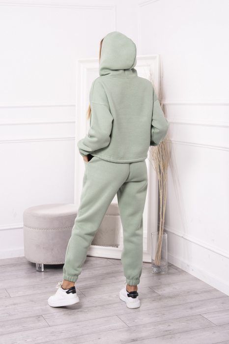 Trening dama vatuit, pantaloni cu buzunare si bluza cu gluga, verde deschis, marime Universala [2]