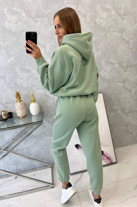 Trening dama vatuit, pantaloni cu buzunare si bluza cu gluga, verde deschis, marime Universala [7]
