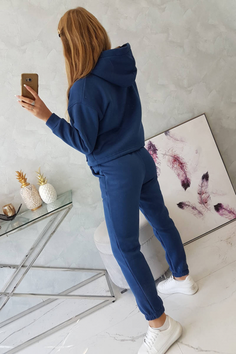 Trening dama vatuit, pantaloni cu buzunare si bluza cu gluga, albastru, marime Universala [6]