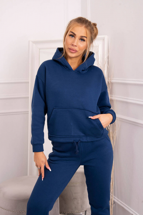 Trening dama vatuit, pantaloni cu buzunare si bluza cu gluga, albastru, marime Universala [8]