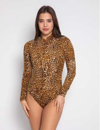 Body - Body dama, maneca lunga, imprimeu animal print, maro 09