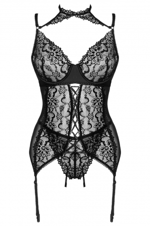 Set 2 piese lenjerie sexy, corset plus chilot, negru, embody.ro [5]