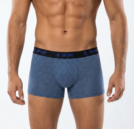 Boxeri Barbati - Boxeri Barbati cu banda in talie– Lenjerie Intima din Bumbac Elastic Confortabil Indigo