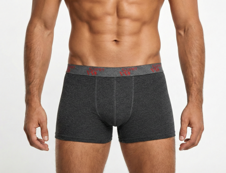 Boxeri Barbati - Boxeri Barbati cu banda in talie– Lenjerie Intima din Bumbac Elastic Confortabil gri inchis