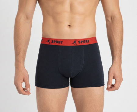 Boxeri Barbati - Boxeri Barbati cu banda in talie– Lenjerie Intima din Bumbac Elastic Confortabil bleumarin