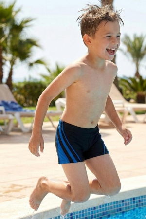 Costume baie copii - Boxeri Inot Copii cu Snur Interior - Negru/Albastru q327