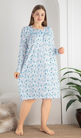 Camasi de noapte - Camasa de Noapte Dama din Bumbac Moale, Maneca Lunga, batal 4069-1