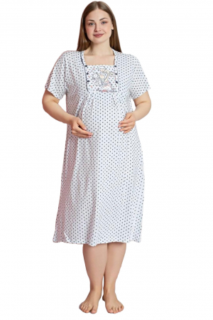 Camasa de noapte gravida, deschidere nasturi pentru alaptat, bumbac, new baby born, alb, embody.ro [2]
