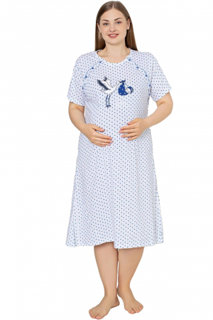 Camasa de noapte gravida, deschidere nasturi pentru alaptat, bumbac, baby born, alb, embody.ro [2]