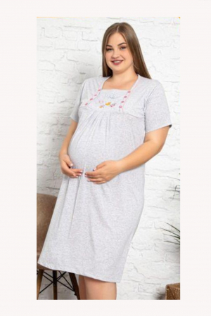 Camasa de noapte gravida, deschidere nasturi pentru alaptat, bumbac, Baby shower [3]