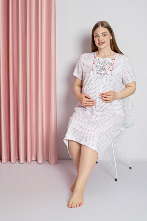 Camasa de noapte gravida, deschidere nasturi pentru alaptat, bumbac, mom and baby, alb, embody.ro [1]